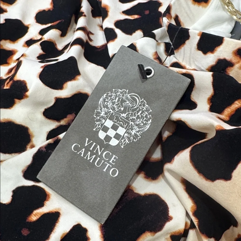 Vince Camuto Leopard Chain Halter Tankini Swim Top Size Small NEW